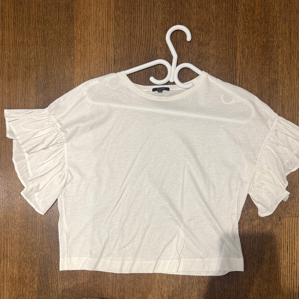 Massimo Dutti Cream Ruffle Sleeve Top - size small - worn once